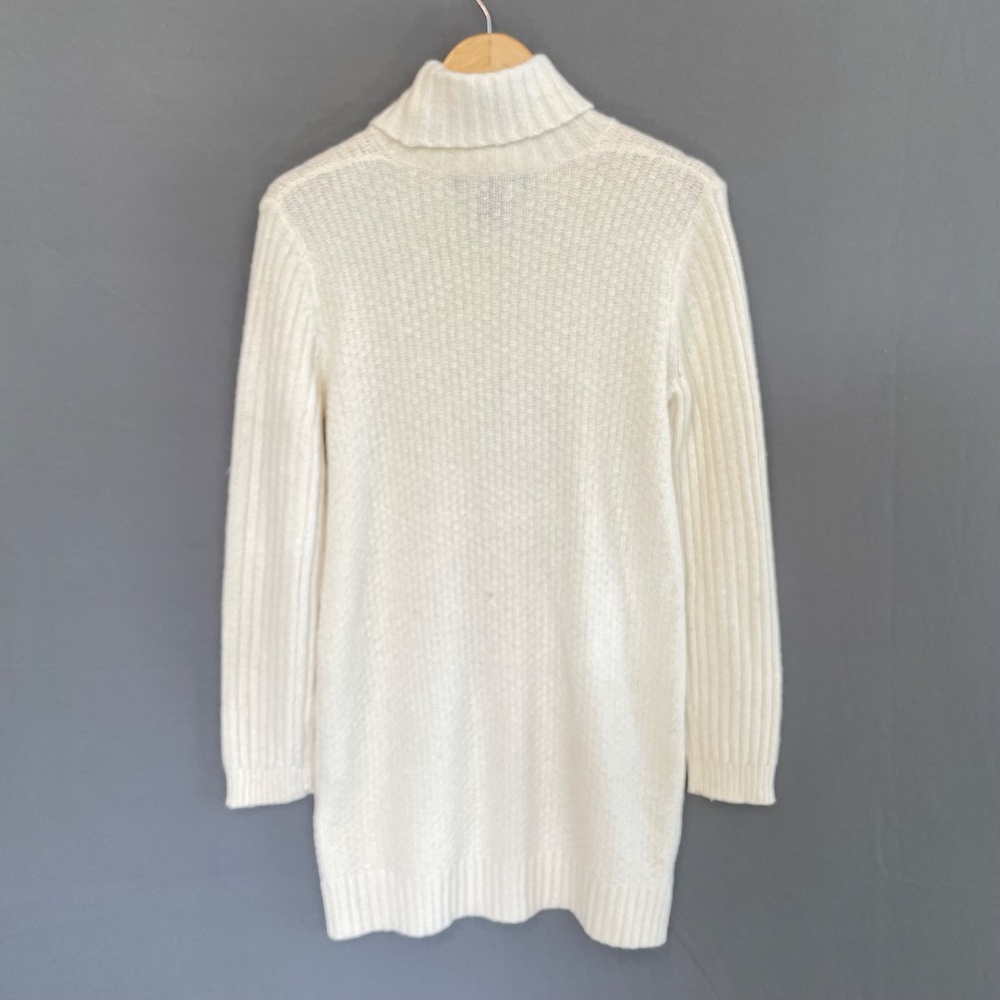 MANGO Women’s Medium Ivory Cotton Wool Knit Turtleneck Sweater Tunic Dress - Picture 2 of 5